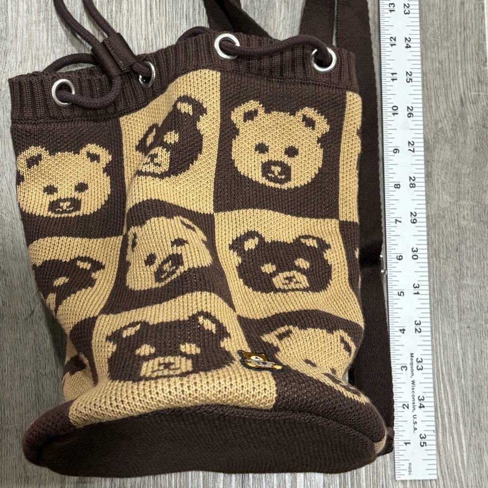 Teddy Fresh Knit Checkerboard Bear
Drawstring Backpack, GUC - Picture 3 of 9